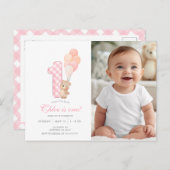 Beary First Teddy Bear Geburtstag Foto Einladung Postkarte (Vorne/Hinten)