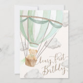 Beary First Teddy Bear Hot Air Ballon Birthday Einladung (Rückseite)