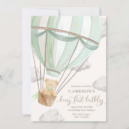 Beary First Teddy Bear Hot Air Ballon Birthday Einladung