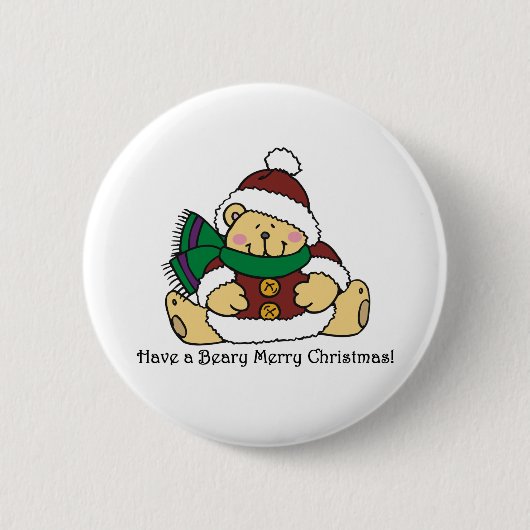 Beary frohe Weihnachten Button (Vorderseite)