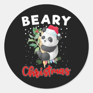 Beary Frohe Weihnachten für Panda Bären Liebhaber Runder Aufkleber