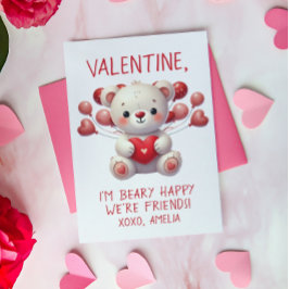 Beary Happy Adorable Teddy Valentine Balloon Card Mitteilungskarte