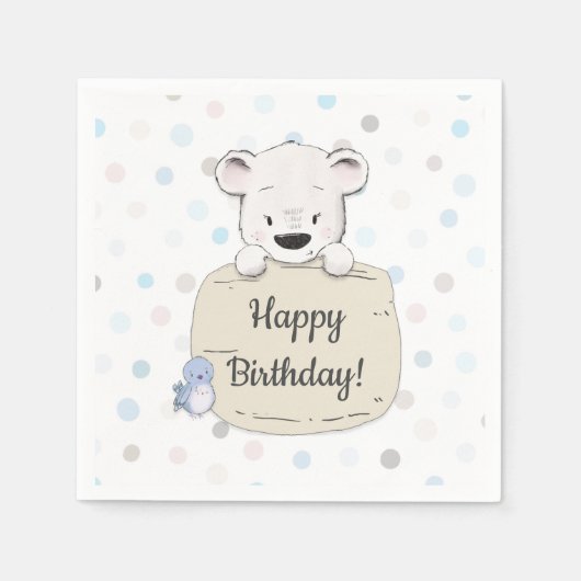 Beary Happy Birthday Napkins Serviette (Vorderseite)
