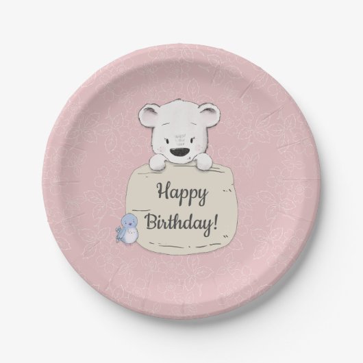 Beary Happy Birthday Paper Plate Pappteller (Vorderseite)