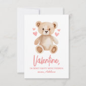 Beary Happy Teddy Bear Kids Valentinstag Mitteilungskarte (Vorderseite)