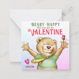 Beary Happy Teddy Bear Klasse Valentine Card Mitteilungskarte