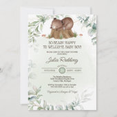 Beary Happy Woodland Forest Bear Boy Baby Dusche Einladung (Vorderseite)