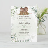 Beary Happy Woodland Forest Bear Boy Baby Dusche Einladung (Stehend Vorderseite)