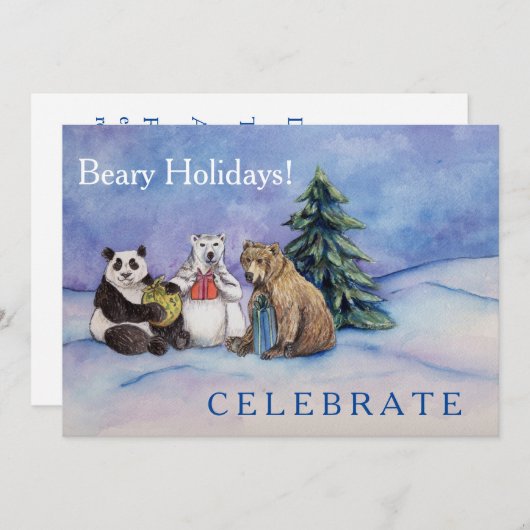 Beary Holidays Custom Open House Einladungskarten (Vorne/Hinten)