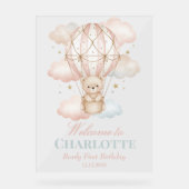 Beary Hot Air Balloon 1st Birthday Welcome Acrylschild (Vorderseite)