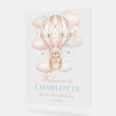 Beary Hot Air Balloon 1st Birthday Welcome Acrylschild (Winkel)