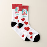 Beary Huggable Winter Christmas Bear Personalized Socken<br><div class="desc">Beary huggable custom t-shirts. Whimsical polar bear gifts for the world's best family member ever for the Christmas holiday season. This fabulous ugly sweater alternative features a cute teddy bear with snowflakes in colorful teal blue, bright red, and winter white. Fabulously Festive and fun gift ideas created for your unique...</div>