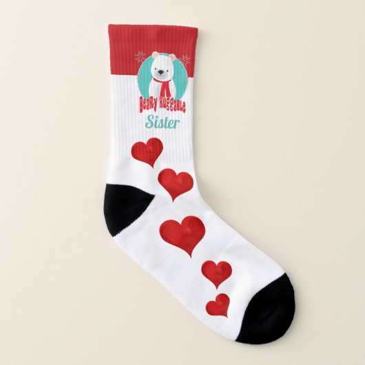 Beary Huggable Winter Christmas Bear Personalized Socken (Links - Innen)