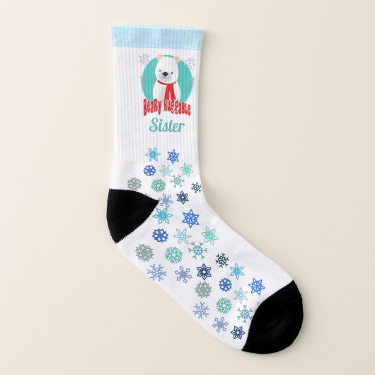 Beary Huggable Winter Weihnachtsbär Personalisiert Socken (Links - Innen)