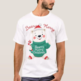 Beary Merry Christmas Polar Bear T-Shirt