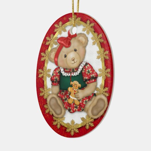 Beary Merry Teddy Bear Ornament - Oval 2 (Links)
