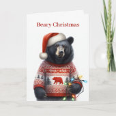 Beary Merry Weihnachtskarte Feiertagskarte (Vorderseite)