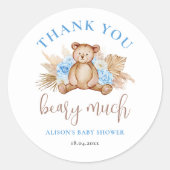 Beary Much Baby Shower Vielen Dank Runder Aufkleber (Vorderseite)