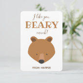 Beary Much Bear Classroom Valentine Card (Stehend Vorderseite)