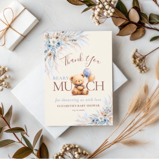 Beary Much Teddy Bear Baby Shower Thank You Dankeskarte