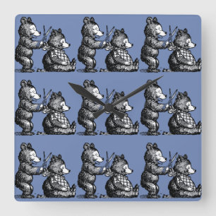 Beary Nice Hairdresser Quadratische Wanduhr