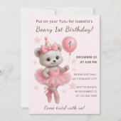 Beary Niedlich Ballerina Einladung mit Party Hat (Vorderseite)