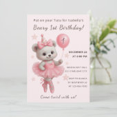 Beary Niedlich Ballerina Einladung mit Party Hat (Stehend Vorderseite)