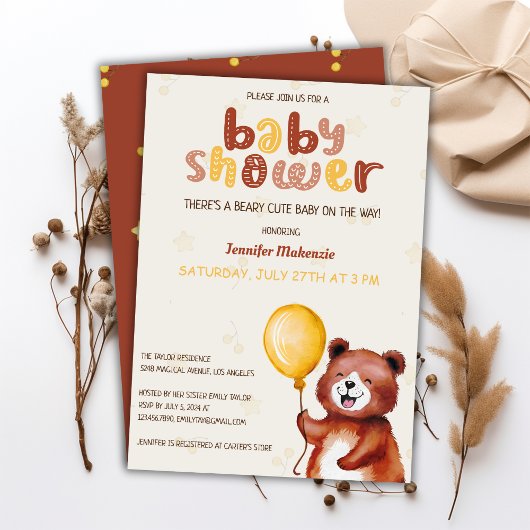 Beary Niedlich Ballon Bear Baby Dusche Einladung