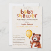 Beary Niedlich Ballon Bear Baby Dusche Einladung (Vorderseite)