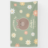 Beary Niedlich Bear Cub Sage Green Spring Baby Dus Banner (Vertikal)
