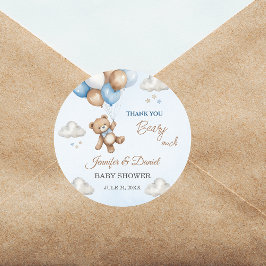 Beary Niedlich Blue Baby Duschballons Teddy Bear Runder Aufkleber