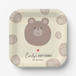 Beary Niedlich Brown Teddy Bear Cub Boy Babydusche Pappteller