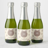 Beary Niedlich Brown Teddy Bear Cub Boy Babydusche Schaumweinetikett (Flaschen)