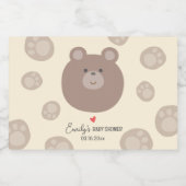 Beary Niedlich Brown Teddy Bear Cub Boy Babydusche Schaumweinetikett (Einzelnes Label)