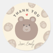 Beary Niedlich Brown Teddy Bear Cub Danke Runder Aufkleber (Vorderseite)