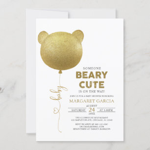 Beary Niedlich Gold Ballon Teddy Bear Baby Dusche Einladung
