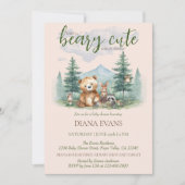 Beary Niedlich Woodland Animals Watercolor Babydus Einladung (Vorderseite)