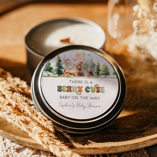 Beary Niedlich Woodland Babydusche Runder Aufkleber