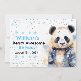 Beary Phantastisch Boys Watercolor Panda Geburtsta Einladung