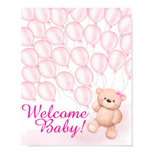 Beary Pink Baby Shooter Poster