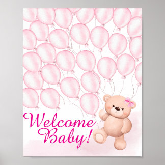 Beary Pink Baby Shooter Poster