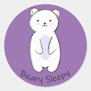 Beary Sleepy Bear Runder Aufkleber
