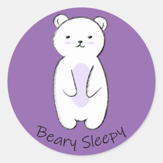 Beary Sleepy Bear Runder Aufkleber (Vorderseite)