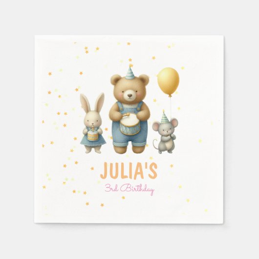 Beary Special Birthday Bash Serviette (Vorderseite)