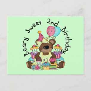 Beary Sweet 2. Geburtstag T - Shirt und Geschenke Postkarte