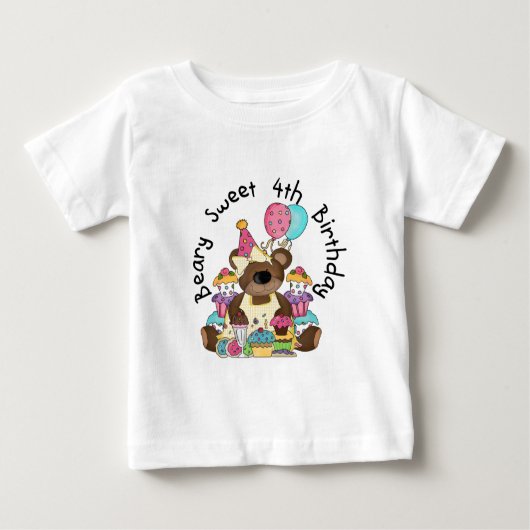 Beary Sweet 4. Geburtstag Baby T-shirt (Vorderseite)