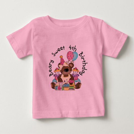 Beary Sweet 4. Geburtstag Baby T-shirt (Vorderseite)