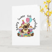 Beary Sweet 4. Geburtstag Karte (Gelbe Blume)