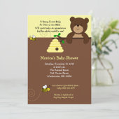 Beary Sweet Bear & Bee Baby Shower Einladung (Stehend Vorderseite)