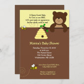 Beary Sweet Bear & Bee Baby Shower Einladung (Vorne/Hinten)